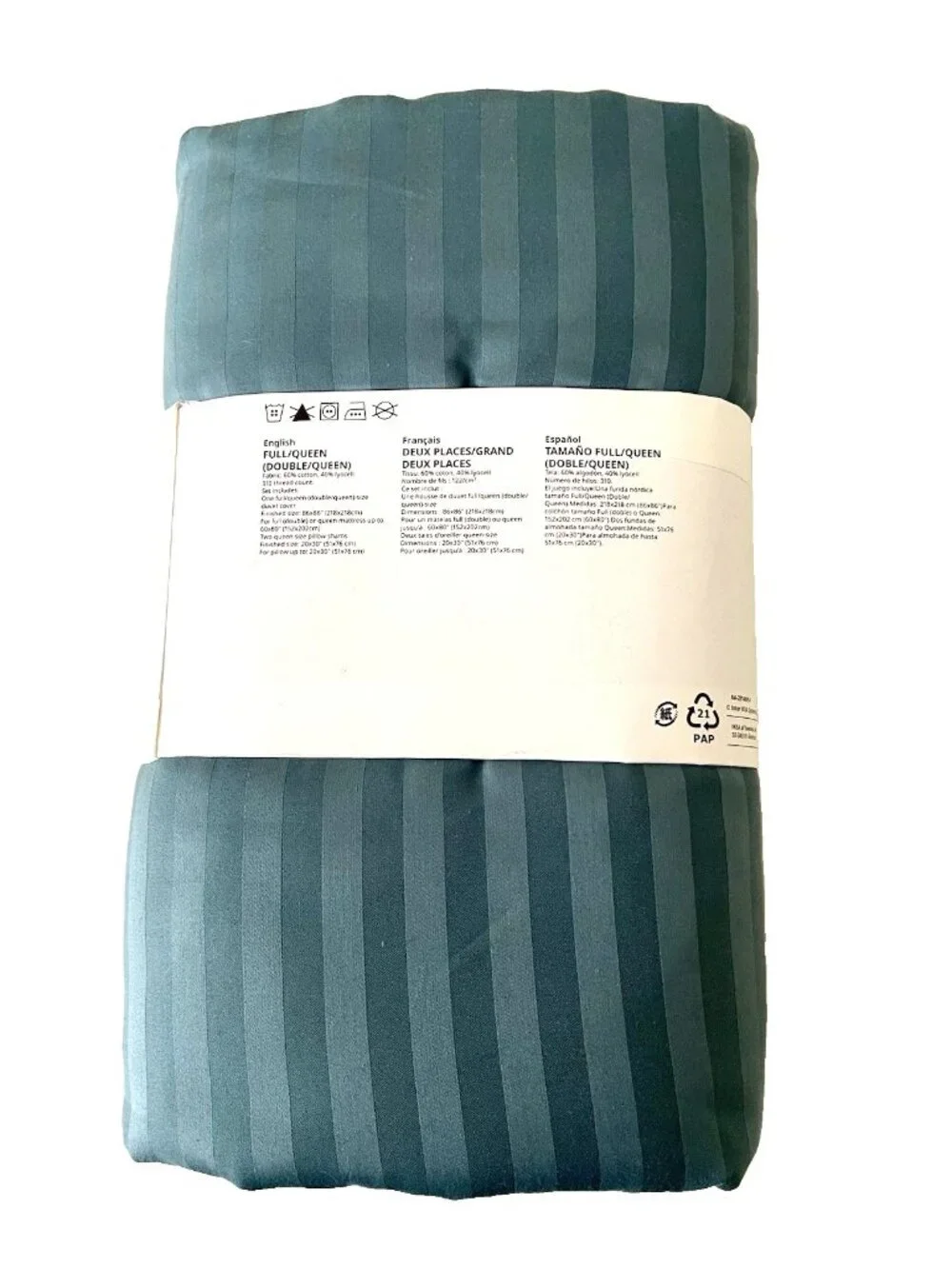 IKEA NATTJASMIN Duvet Cover And Pillowcase Blue-green  Full/Queen  005.958.40